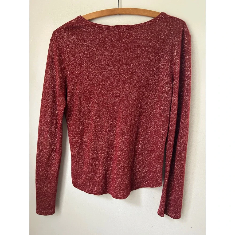 J. Crew Red Gold Metallic Sparkle Sweater‎  XS Holiday Glam Party